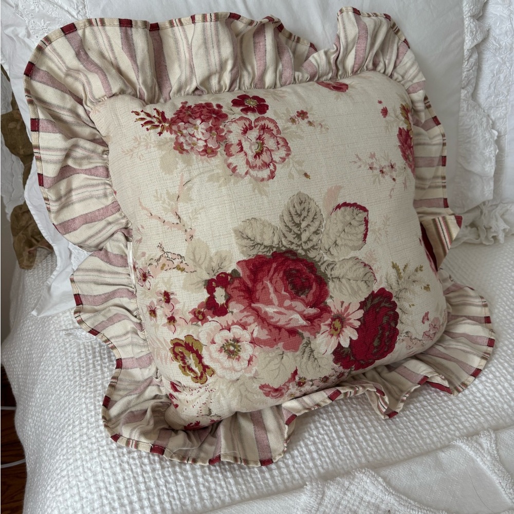Waverly Floral Ruffled Throw Pillow - Picture 2 of 7